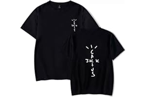 NUTSIE Travis Scott T-Shirt Col Rond Hip Hop Rap à Manches Courtes, Mode Casual Sweat-Shirt Lâche Hommes Femmes Noir Top Oversize (Black,L)