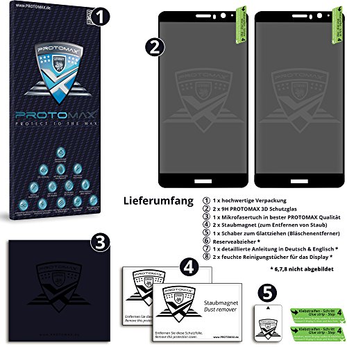 2 x PROTOMAX 3D Schutzglas für HUAWEI MATE 9 SCHWARZ, Vollumrandung Schutzfolie Displayschutz 0,2 mm, BLACK (2er Pack) - 4