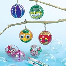 Bolas de Navidad Infantiles Transparentes para Decorar y Colgar en el Árbol Manualidades Creativas para Niños Perfectas como Decoraciones Navideñas Personalizadas (Pack de 12)