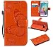 Produktbild Ooboom Samsung Galaxy S6 Hülle 3D Schmetterling Muster Prämie PU Leder Schutzhülle Tasche Case Flip Cover Wallet Brieftasche Ständer für Samsung Galaxy S6 - Orange