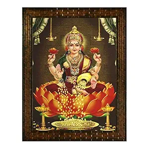 Indianara GODDESS LAXMI Painting -Synthetic Wood, 27x30.5x1cm, Multicolour