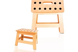 FORMA FAMILY OF BRANDS Forma House Wooden Foldable Stool - Portable Design - Lightweight Step Stool - Anti-Slip - Easy Storage Stool for Adults & Kids for Kitchen, Bathroom - 150kg Weight (Bamboo)