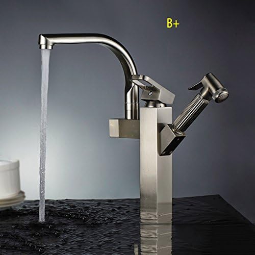 Kitchen faucet RXL Pull-out faucet Hot and cold water faucet Kitchen sink all bronze Telescopic Rotatable stainless steel Sink sink faucet (Size : B)