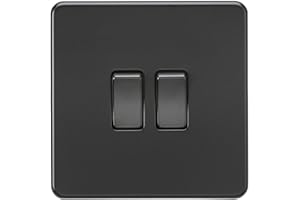 Knightsbridge SF3000MBB Screwless 2G 2-Way Switch Rockers, 230 V, Matt Black