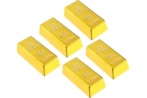 VALICLUD Lot de 5 lingots d'or, répliques de film, accessoires en plastique, pour fêtes, petits accessoires, décoration d'anniversaire, goodie