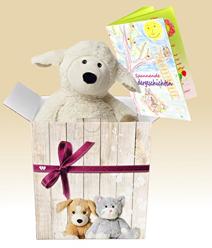 Preisvergleich Produktbild Warmies Geschenkset - Kuscheltier Beddy Bears Schaf Lavendi mit Lavendelduft Wärmekissen + Edle Geschenkverpackung + Heft mit spannenden Kindergeschichten