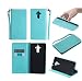 Produktbild Lonchee Huawei Mate 9 Wallet Tasche Brieftasche Schutzhülle , geprägten Design Hochwertige PU Leder Folio Tasche Case Hülle im Bookstyle mit Standfunktion Kredit Kartenfächer (Mint Green)