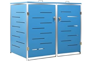 vidaXL Mülltonnenbox für 2 Tonnen Rostfrei Abschließbar Müllbox Mülltonne Mülltonnenverkleidung Gartenbox Müllcontainer 138x77,5x115,5cm Edelstahl