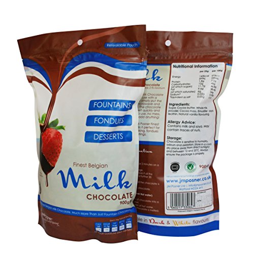Finest Milk Belgian Chocolate Bag 900g - Suitable for a Chocolate Fountain and a Chocolate Fondue