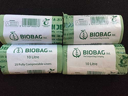 Bio Bag 100 Bolsas biodegradables de 10 litros 7P2018 (25 x 4 Forros Totalmente compostables)