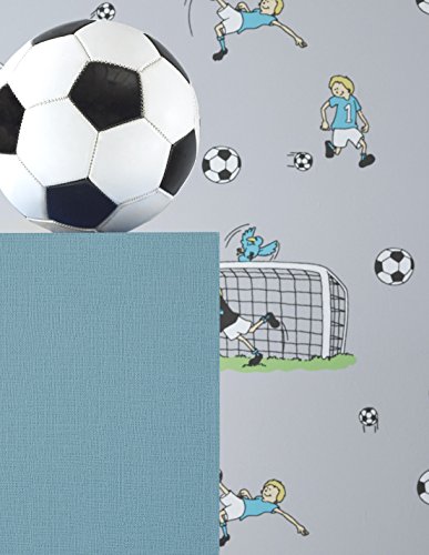 Vlies Tapete Fußball Kinder Jungen Zimmer Fussball Tapete grau türkis grün - 4