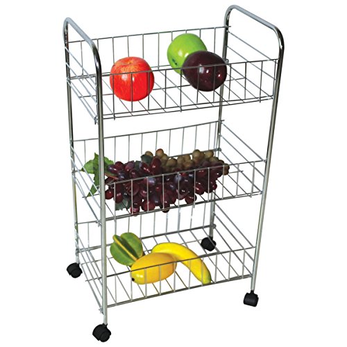 Top Home Solutions® 3 Etagen chrom Küche Gemüse Obst Speisen, Rollwagen Regal Warenkorb Rack