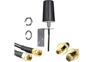 UNITECOM Dual Input 4G/5G Rugged Antenna with 3 Meter LMR100 Cables & SMA Male Connectors. Indoor or Outdoor 2x2 Heavy Duty LTE Aerial. O2 Vodafone EE Three (Antenna & Bracket & TS9 Adapters)