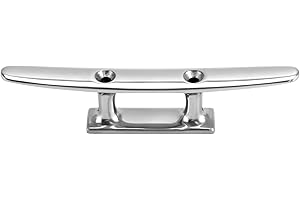 QWORK Taquet 150 mm en Acier Inoxydable 316, Plat avec 2 Trous, extrêmement antirouille, résistant à l'eau salée & aux UV - Taquet d'amarrage pour cordages, cordages, mâts de Drapeau