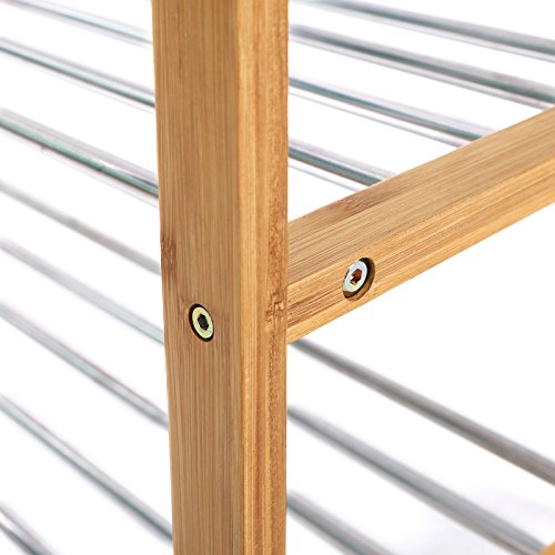 Songmics Schuhregal Schuhablage Schuhständer Schuhschrank Bambus-Edelstahl Badregal Regal 3 Etagen 80 x 50 x 30 cm LBS03N - 8