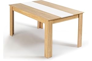 IDMarket - Tavolo da pranzo rettangolare GEORGIA a 6 posti in simil-faggio e bianco 140 x 90 cm