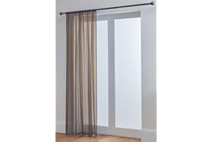 John Aird Lucy Voile Curtains - Rod Pocket Slot Top - Net Curtains - 1 Panel (Mocha, 58" Wide x 48" Drop)