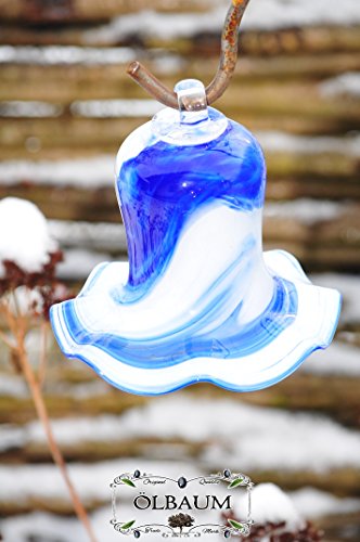 17 cm gross Gartenkugel Massivglas ROBUST, Tulpe Tropfen, Blume mit Hakenhalter Schäferstab FROSTSICHER & MASSIV Glas-Dekoration Blüte Gartentulpe Glocke Sonnenfänger für Lichteffekte im Garten, Rosenkugel in Tulpenform und dunkelblau-weiß farblichem Design, 125 cm mit Metallstab Sonnenfänger für Lichteffekte im Garten, Rosenkugel Gartenkugeln, Gartendeko FROSTSICHER, lichtbeständig und WINTERFEST, Rosenkugeln Winter Glas Deko Garten Schäferstab Metallstiel Bogenstab - 2