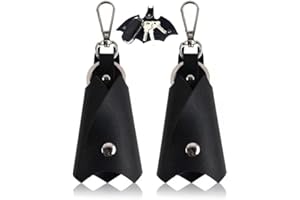 WOO LANDO 2 llaveros con funda para llaves de piel sintética para hombre en forma de superhéroe con diseño de murciélago, para diferentes llaves de coche o moto