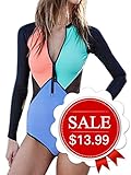 TUONROAD Sexy Long Sleeves Swimsuit, Printed Rash Guard Swimsuit Long Sleeve Swi