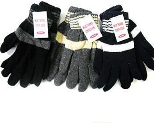 Pair Of Mens Thermal Stripe Acrylic Glove 12 Packs