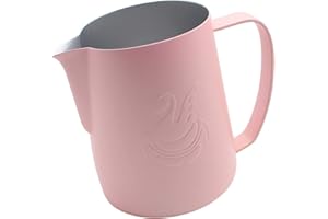 Dianoo Brocco Per Latte Lattiera In Acciaio Inossidabile, Brocca Fumante Espresso, Caffettiera, Tazza Di Latte Art 600ml Rosa