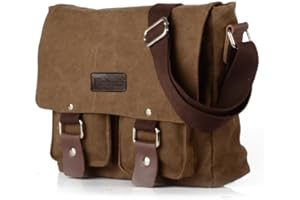 flintronic Borsa Messenger Unisex, Borsa Tracolla in Tela, Casuale Borselli da Uomo, Tasche Multiple e Grande Capacità, 14 Pollici Vintage Laptop Bag, per Viaggi All'aperto, Pendolari, Lavoro
