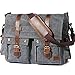 Produktbild KK 's Leather 40,6 cm Zoll Herren Messenger Bag Vintage Leinwand Leder Militär Schulter Laptop Taschen