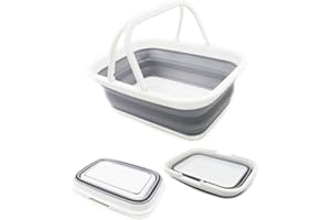SAMMART 9,2L (2,37 galones) Bañera Plegable con asa - Cesta/cráter portátil para Picnic al Aire Libre - Bolsa de Compras Plegable