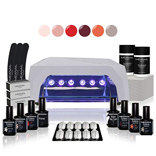 KIT manucure semi permanente ? 6 Vernis à ongles & Lampe UV/LED 36W Diamond - Coffret Diamond -  Cruelty free ? Méanail Paris