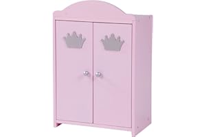 roba Armario para Muñeca Princesa Sophie con Barra de Colgar y Estante - Vestidor para Muñecas - A Partir de 18 Meses - Rosa