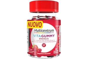 Multicentrum Vitagummy Energia, Integratore Alimentare per Adulti per la riduzione di stanchezza e affaticamento, con Vitamina D, B6, B12, D e Biotina, Gusto frutti rossi, 30 Caramelle Gommose