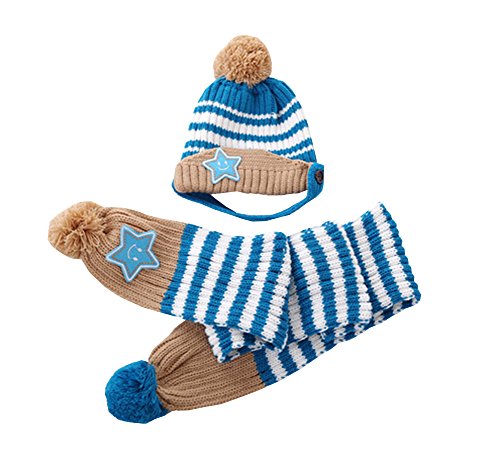 Unique Winter Baby Hat/Cap & Scarf Useful Cute Acrylic Baby Hat Set Blue