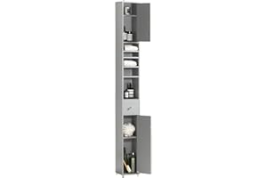 SoBuy Bathroom Tall Cabinet Cupboard Bathroom Cabinet Storage Cabinet Light Grey W20 x D20 x H180cm BZR34-HG
