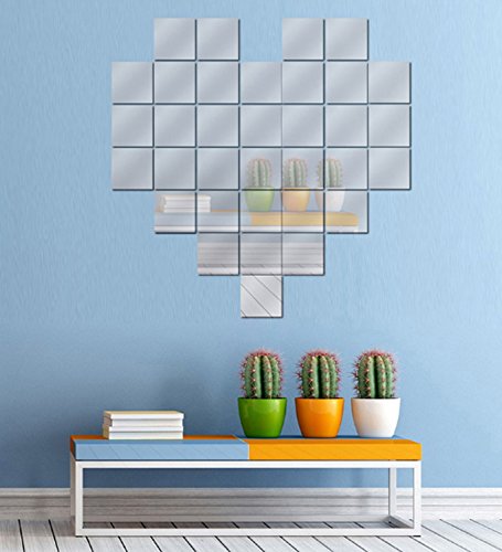 15 * 15cm 18pc Wand-Aufkleber-Spiegel-Dekor mit DIY reflektierendem Spiegel-Quadrat-dekorativem - 4