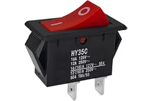 EASYBYMALL Interrupteur à bascule AC 125/250 V pour HY35C, Interrupteur à bascule avec couvercle étanche 2 pôles marche/arrêt, contrôle facile marche/arrêt pour une utilisation industrielle et domestique