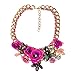 Produktbild ZLYC Damen Fashion Gold Tone Personalized Blumen Halskette Frontal Floral Bib Choker (Pink)
