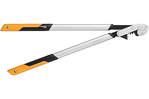 Fiskars PowerGearX Amboss-Getriebeastschere für trockenes und hartes Holz, Antihaftbeschichtet, Gehärteter Präzisionsstahl, Länge: 80 cm, Schwarz/Orange, LX99-L, 1020189