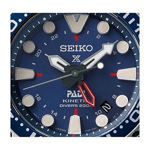 Gents Mens Steel Seiko Kinetic Special Edition PADI GMT Diver's Watch on Rubber Strap SUN065P1
