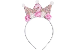 BrambleCo Birthday Crown Headband for Girl – Glitter Flower Princess Tiara Hair Accessory – Ideal for 2nd Birthday Decorations for Girls and Party Celebrations – Great Gift Toys for 2 Year Old Girls