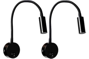 CASEWIND Lampada da Parete a LED con Interruttore, Lampada da Lettura da Parete, Set di 2, Lampada da Parete a Collo di Cigno con Braccio Girevole Nero per camere da Letto