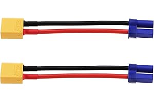 Create idea 2 cables adaptadores XT90 macho a hembra EC5 de 10 cm, cable adaptador convertidor de 12 AWG para modelos de coches RC, modelos de aviones y modelos de barco
