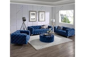SNOOZEONLINE Snooze Velvet Monaco 3 and 2 Seater Sofa Sets, Corner Sofas For Living Room, Upholstered Plush Fabric 3 Seater Velvet Sofas (Royal Blue, 6 Seater Right Hand Facing)