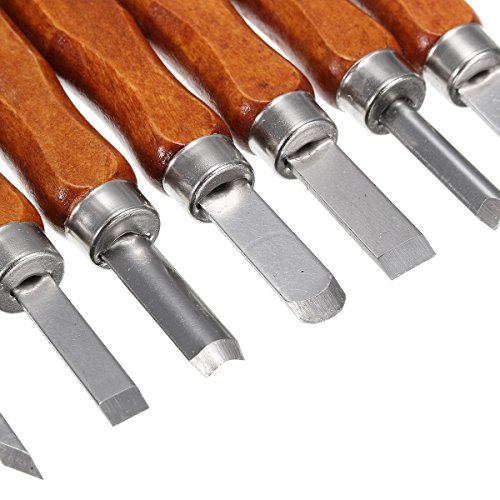 TILY Holzschnitz Werkzeuge Packung 2 Carbon Stahl Set Von 12 Kinder Personalisierte Hand Pry Bar Werkzeuge Kit / Werkzeuge Holz Meißel Set mit hölzernen Messer Box Anfänger, Tischler, Carver Künstler - 6