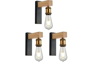 Martll Lámpara de pared Vintage Retro Aplique Pared de Madera E27 Industrial Interior Bañadores de pared para pasillo Casa de campo Dormitorio Sala de estar (A)