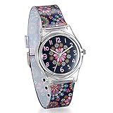 Avaner Damenuhr Kinderuhr Mädchen Armbanduhr Bunte Sonnenblume Blumen Muster mit Silikonarmband rundes Zifferblatt arabische Ziffer Analog Quarz Uhr Liebe Geschenk Armbanduhr