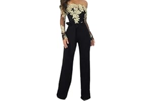 Susenstone Femme ÉTé Jumpsuit En Dentelle Bodysuit Combishort Manches Longues Romper Casual Pantalon Combinaison Chic Pour SoiréE Cocktail