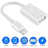 USB Camera Adapter,USB Otg Cable adapter Male to USB Female Adapter compatible with phone/pad Otg Adapter Cable No App Required, Support iOS 12 Before and After (White)