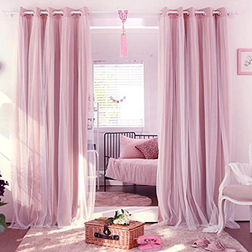 Hoomall Blickdichte Gardinen Ösenvorhang Blickdicht und Transparent Vorhang für Schlafzimmer Kinderzimmer Verdunklungsgardine Ösenschal B*H 140*245cm 1er set Hellrot - 2
