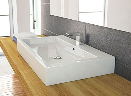 Design Waschbecken zur Wandmontage oder als Aufsatzwaschbecken | 70x42x10cm | Material: hochwertiges Mineralguss | Made in EU | hochwertig verarbeitet - 2